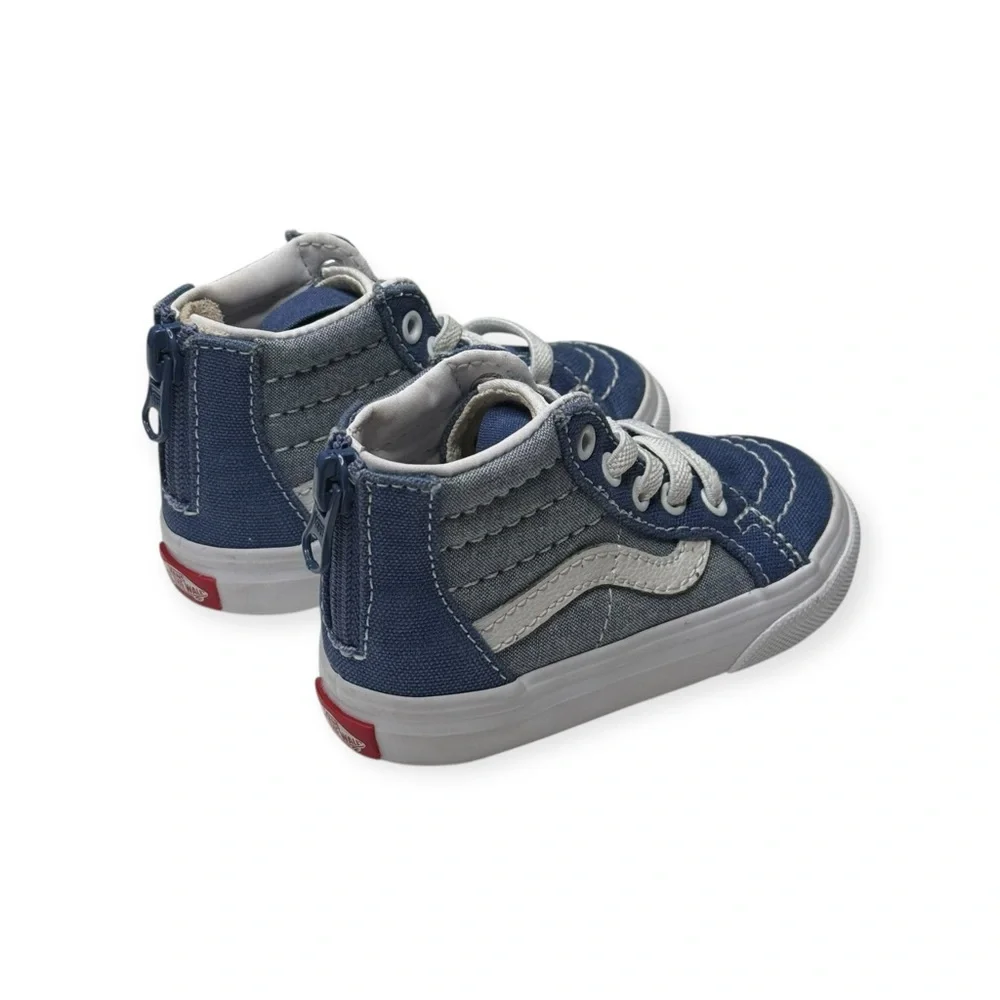 Vans ✌︎︎ Sk8-Hi Zip Baby Walker Skate Shoes Sneakers ✌︎︎Denim Chambray ✌︎︎ 5